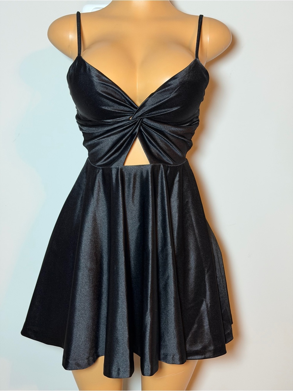 Dear Moon Black Satin Mini Dress